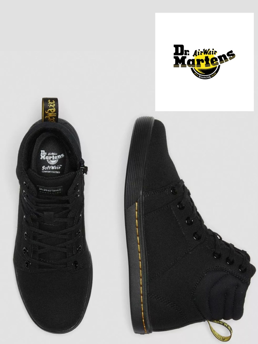 Dr. Martens Black Rozayra High-Top Canvas Sneakers